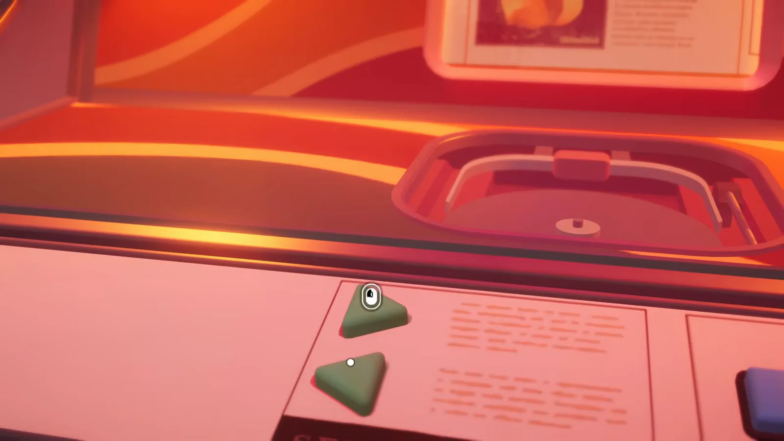 Close view of the Highway Star Diner jukebox turntable and selection buttons in Forever Ago
